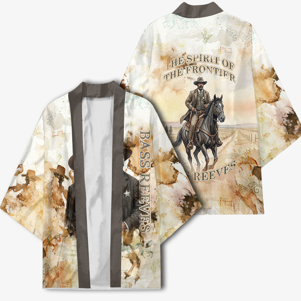 Bass Reeves Spirit Frontier Legend Kimono African American Marshal Horse Riding Western Watercolor