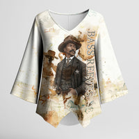 Bass Reeves Spirit Frontier Legend Kimono Sleeve Blouse African American Marshal Horse Riding Western Watercolor