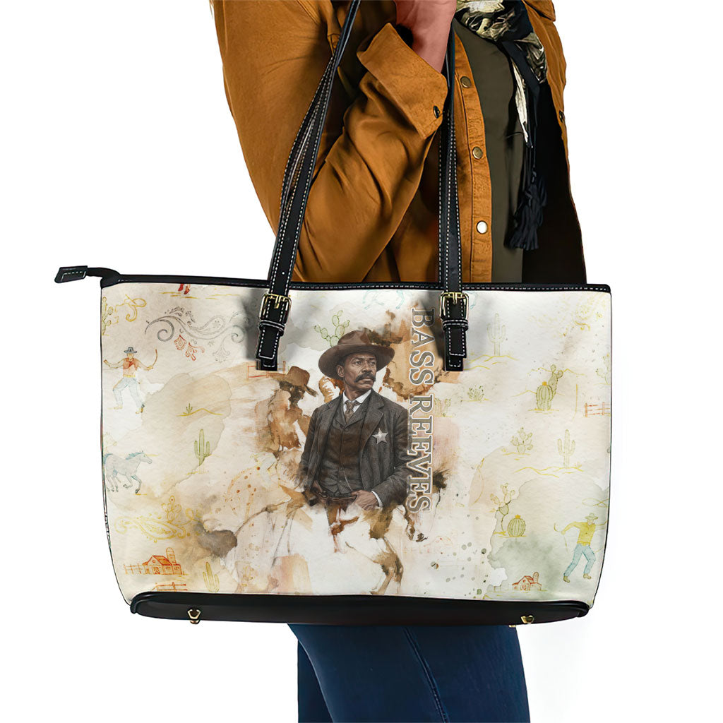 Bass Reeves Spirit Frontier Legend Leather Tote Bag African American Marshal Horse Riding Western Watercolor