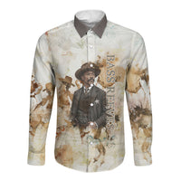 Bass Reeves Spirit Frontier Legend Long Sleeve Button Shirt African American Marshal Horse Riding Western Watercolor