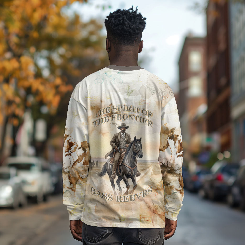 Bass Reeves Spirit Frontier Legend Long Sleeve Shirt African American Marshal Horse Riding Western Watercolor