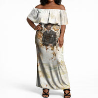 Bass Reeves Spirit Frontier Legend Off Shoulder Maxi Dress African American Marshal Horse Riding Western Watercolor