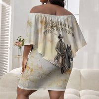 Bass Reeves Spirit Frontier Legend Off Shoulder Short Dress African American Marshal Horse Riding Western Watercolor