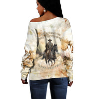 Bass Reeves Spirit Frontier Legend Off Shoulder Sweater African American Marshal Horse Riding Western Watercolor