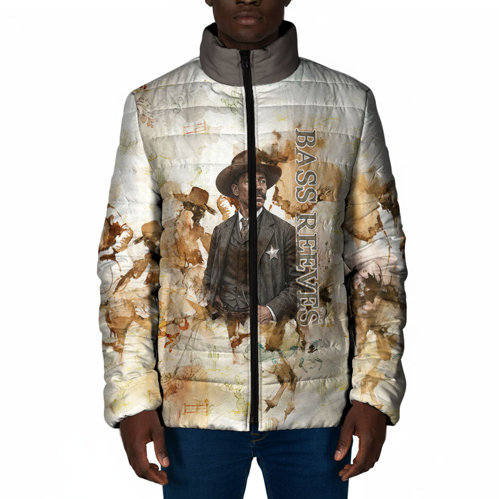 Bass Reeves Spirit Frontier Legend Padded Jacket African American Marshal Horse Riding Western Watercolor