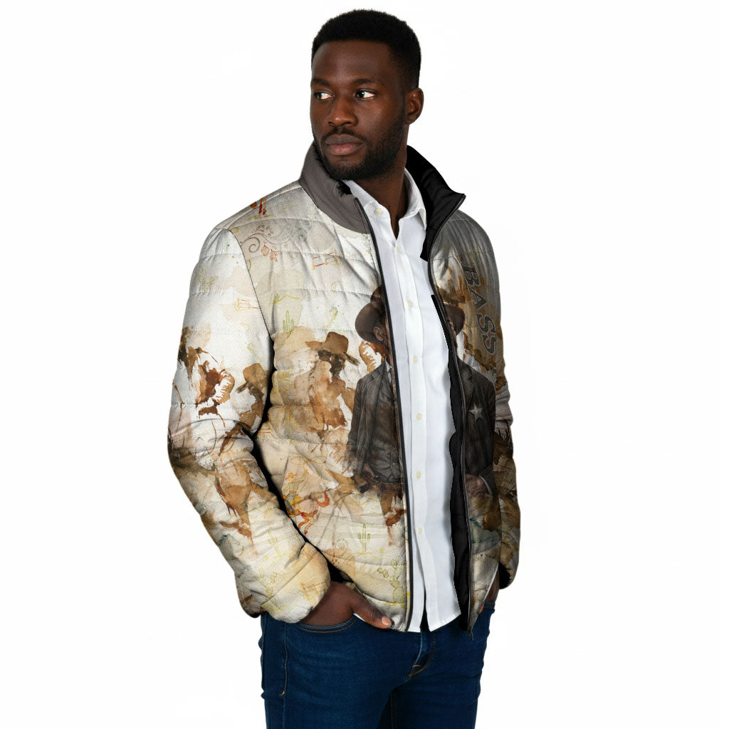 Bass Reeves Spirit Frontier Legend Padded Jacket African American Marshal Horse Riding Western Watercolor