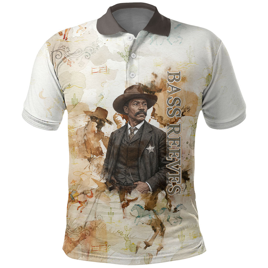 Bass Reeves Spirit Frontier Legend Polo Shirt African American Marshal Horse Riding Western Watercolor
