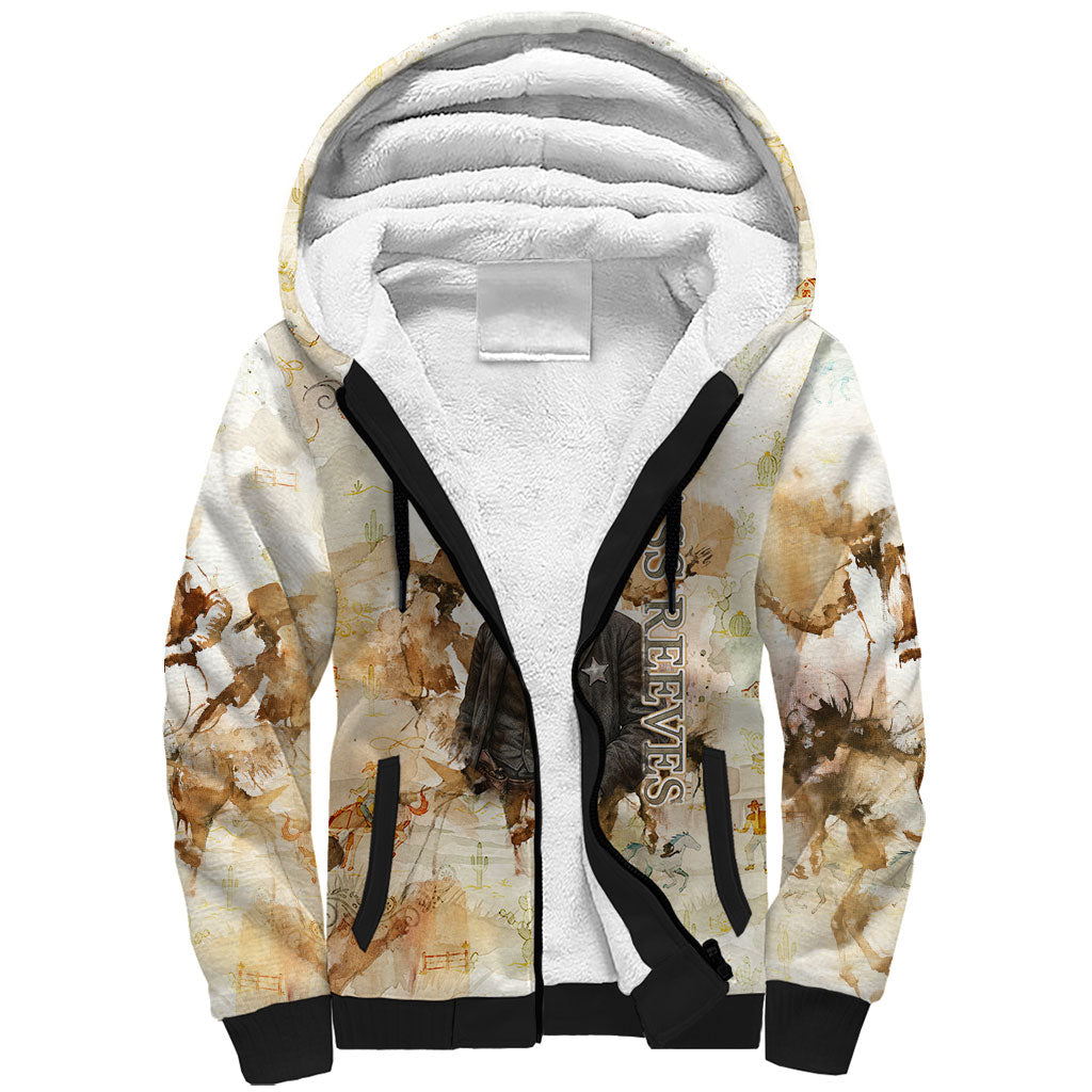 Bass Reeves Spirit Frontier Legend Sherpa Hoodie African American Marshal Horse Riding Western Watercolor