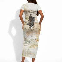 Bass Reeves Spirit Frontier Legend Short Sleeve Bodycon Dress African American Marshal Horse Riding Western Watercolor