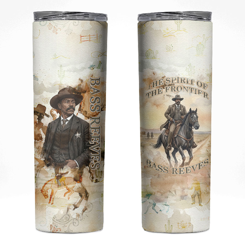 Bass Reeves Spirit Frontier Legend Skinny Tumbler African American Marshal Horse Riding Western Watercolor