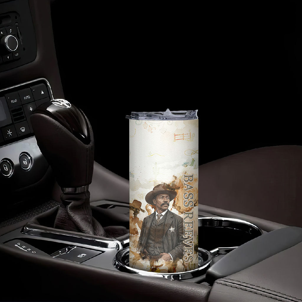 Bass Reeves Spirit Frontier Legend Skinny Tumbler African American Marshal Horse Riding Western Watercolor