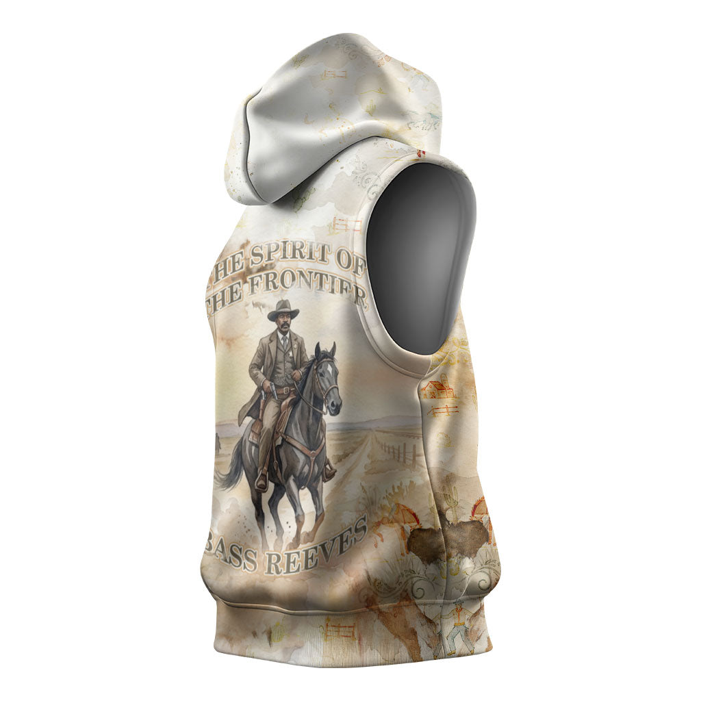 Bass Reeves Spirit Frontier Legend Sleeveless Hoodie African American Marshal Horse Riding Western Watercolor
