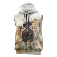 Bass Reeves Spirit Frontier Legend Sleeveless Zip Hoodie African American Marshal Horse Riding Western Watercolor
