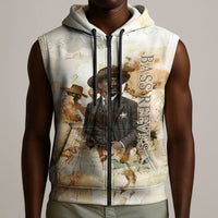 Bass Reeves Spirit Frontier Legend Sleeveless Zip Hoodie African American Marshal Horse Riding Western Watercolor