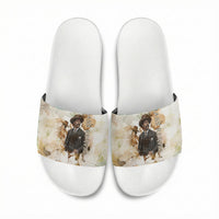 Bass Reeves Spirit Frontier Legend Slide Sandals African American Marshal Horse Riding Western Watercolor