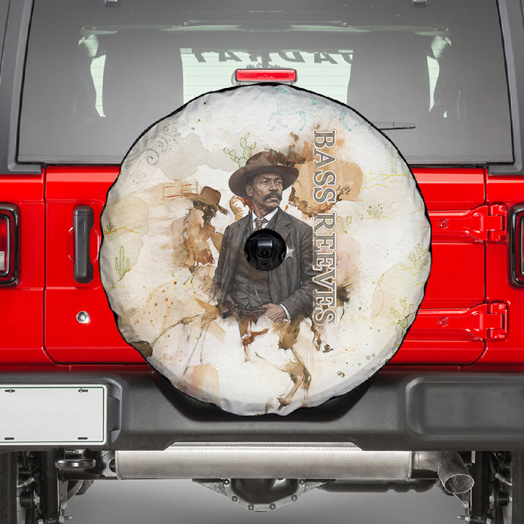 Bass Reeves Spirit Frontier Legend Spare Tire Cover African American Marshal Horse Riding Western Watercolor