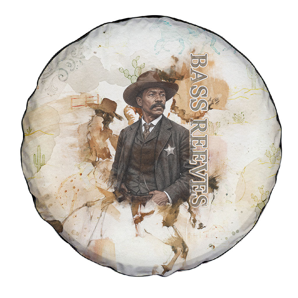 Bass Reeves Spirit Frontier Legend Spare Tire Cover African American Marshal Horse Riding Western Watercolor