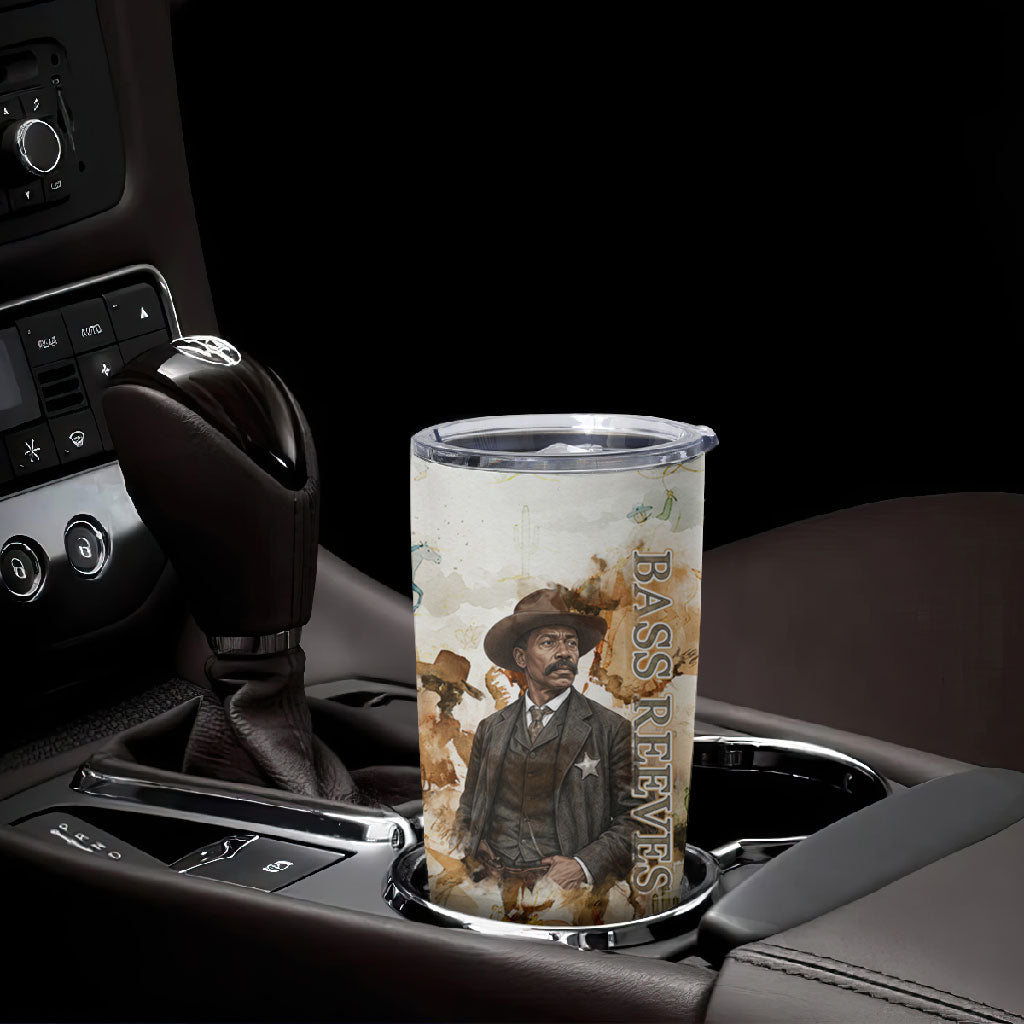 Bass Reeves Spirit Frontier Legend Tumbler Cup African American Marshal Horse Riding Western Watercolor