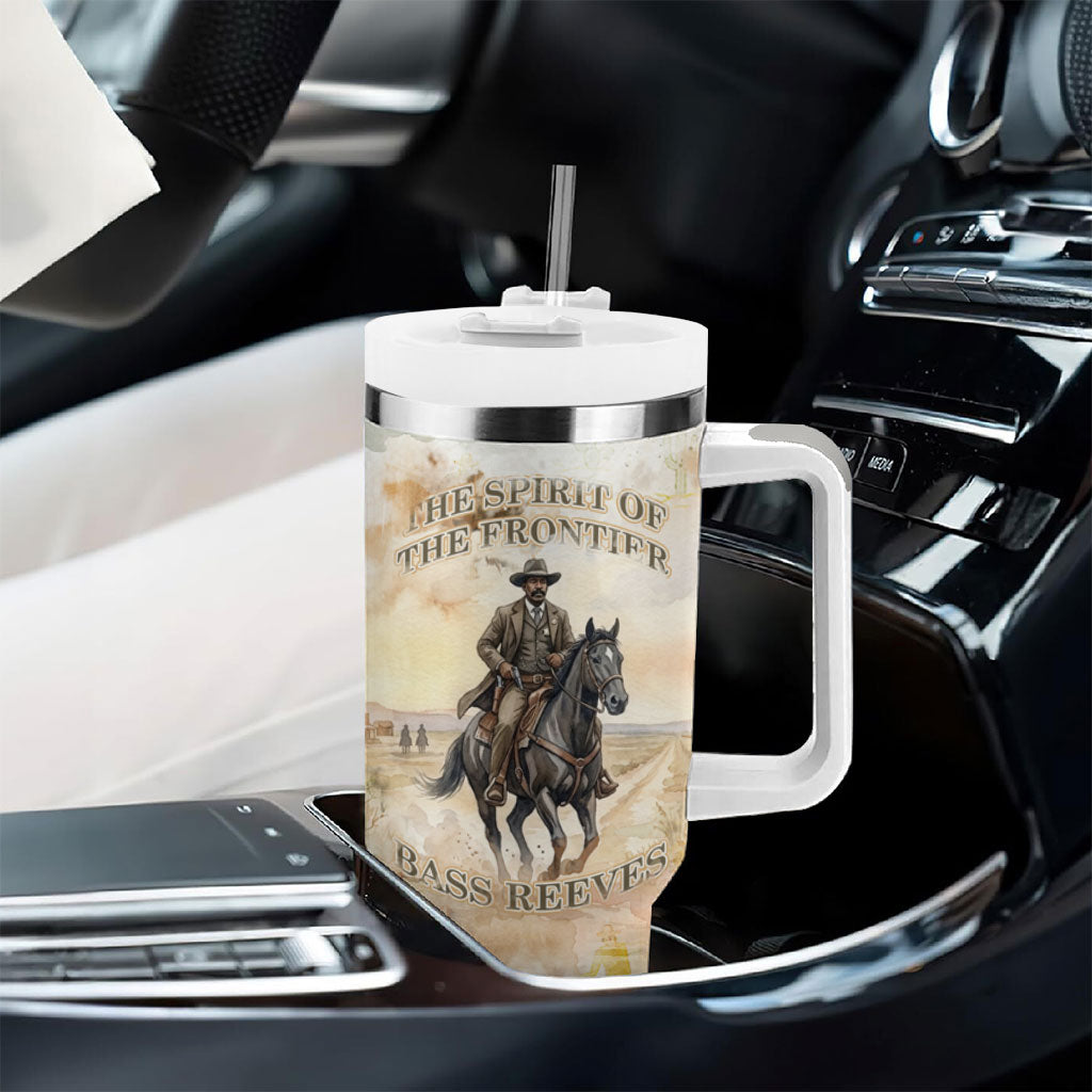 Bass Reeves Spirit Frontier Legend Tumbler With Handle African American Marshal Horse Riding Western Watercolor