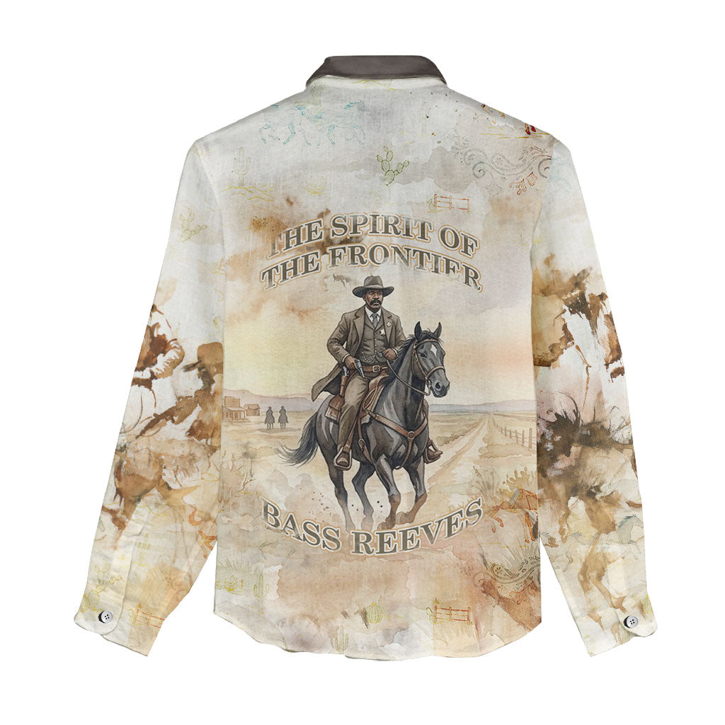 Bass Reeves Spirit Frontier Legend Women Casual Shirt African American Marshal Horse Riding Western Watercolor