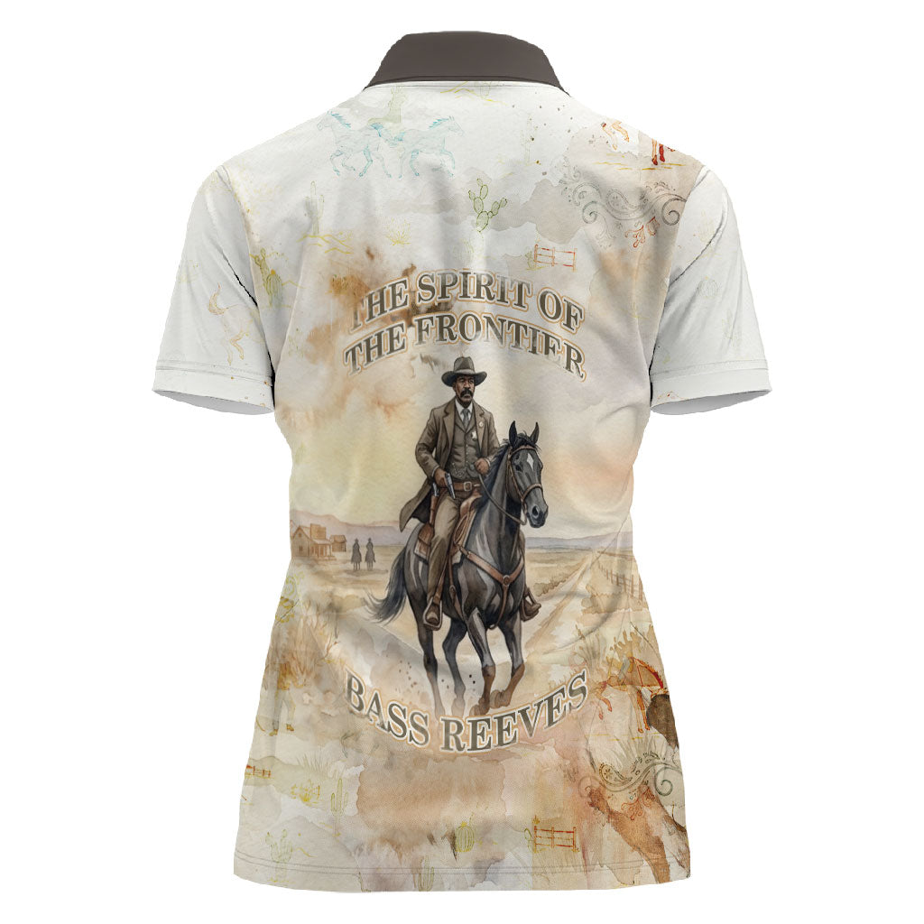 Bass Reeves Spirit Frontier Legend Women Polo Shirt African American Marshal Horse Riding Western Watercolor