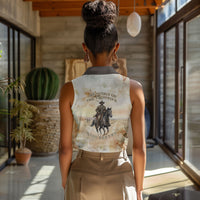 Bass Reeves Spirit Frontier Legend Women Sleeveless Polo Shirt African American Marshal Horse Riding Western Watercolor