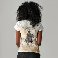 Bass Reeves Spirit Frontier Legend Women V-Neck T-Shirt African American Marshal Horse Riding Western Watercolor