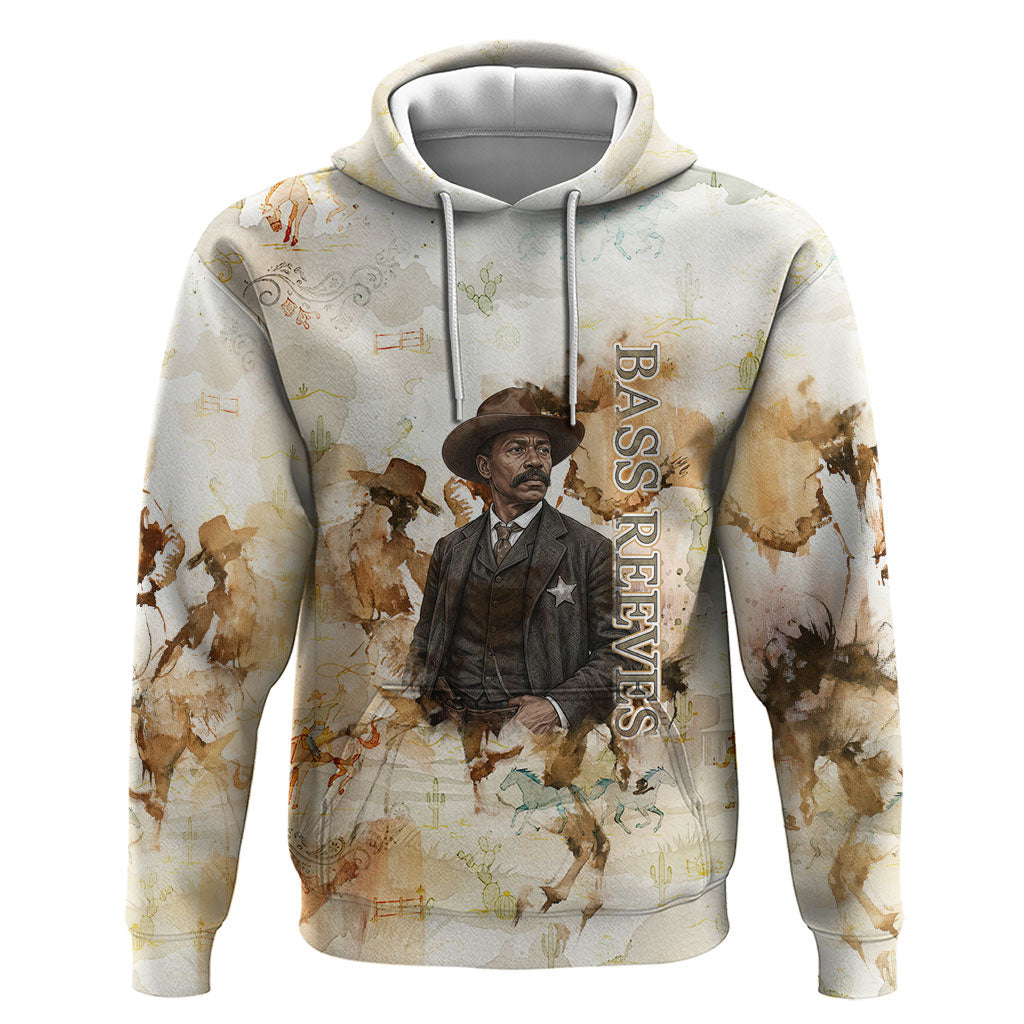 Bass Reeves Spirit Frontier Legend Zip Hoodie African American Marshal Horse Riding Western Watercolor