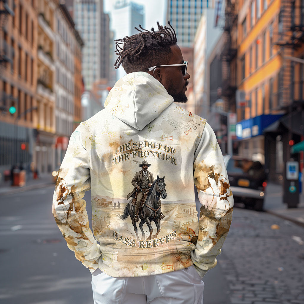 Bass Reeves Spirit Frontier Legend Zip Hoodie African American Marshal Horse Riding Western Watercolor