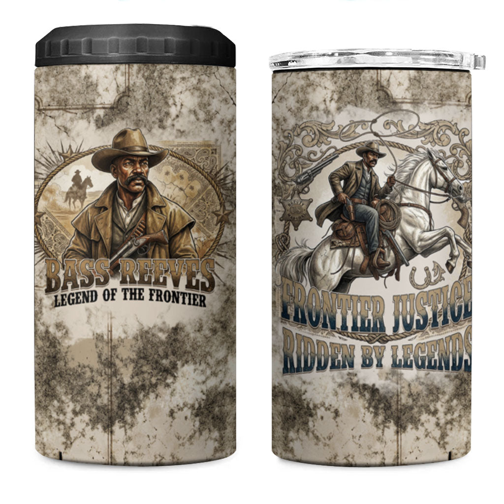 Bass Reeves Legend Black Cowboy 4 in 1 Can Cooler Tumbler Western Legend Vintage - Legend Of The Frontier