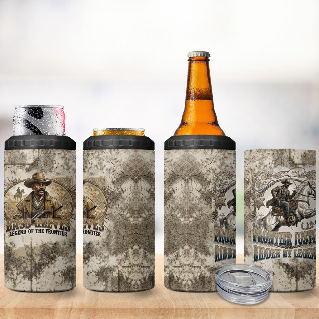 Bass Reeves Legend Black Cowboy 4 in 1 Can Cooler Tumbler Western Legend Vintage - Legend Of The Frontier