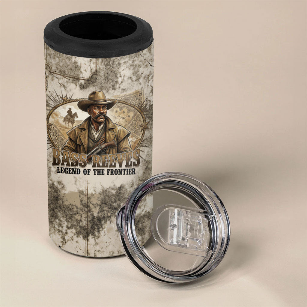 Bass Reeves Legend Black Cowboy 4 in 1 Can Cooler Tumbler Western Legend Vintage - Legend Of The Frontier