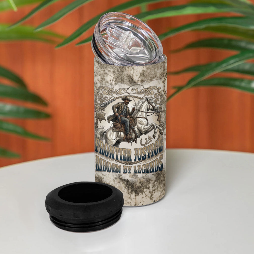 Bass Reeves Legend Black Cowboy 4 in 1 Can Cooler Tumbler Western Legend Vintage - Legend Of The Frontier