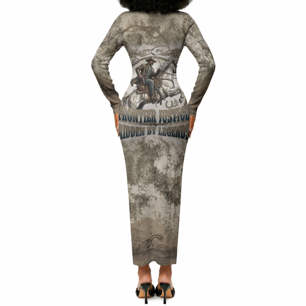 Bass Reeves Legend Black Cowboy Long Sleeve Bodycon Dress Western Legend Vintage - Legend Of The Frontier