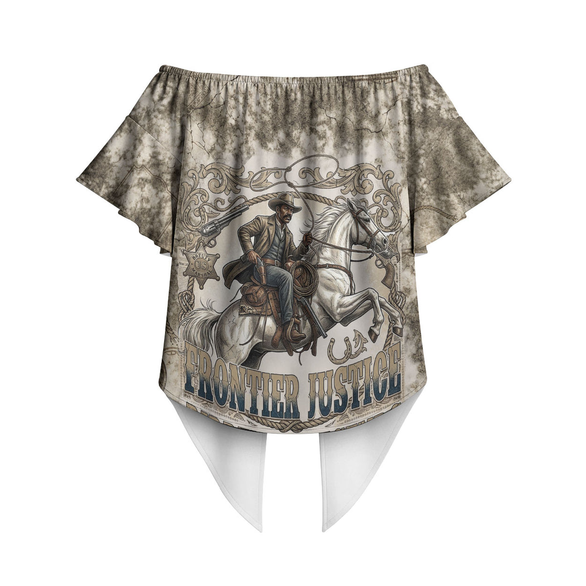 Bass Reeves Legend Black Cowboy Off Shoulder Wrap Waist Top Western Legend Vintage - Legend Of The Frontier
