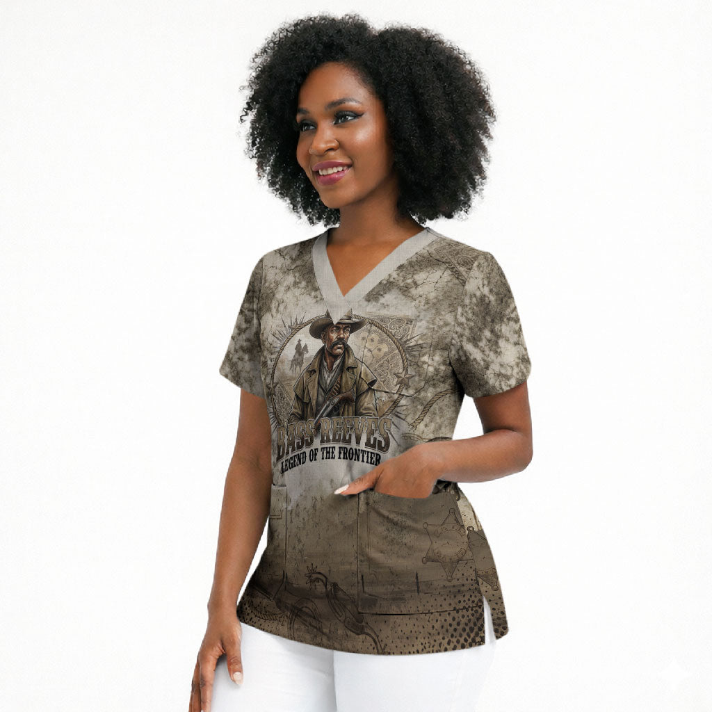Bass Reeves Legend Black Cowboy Scrub Top Western Legend Vintage - Legend Of The Frontier