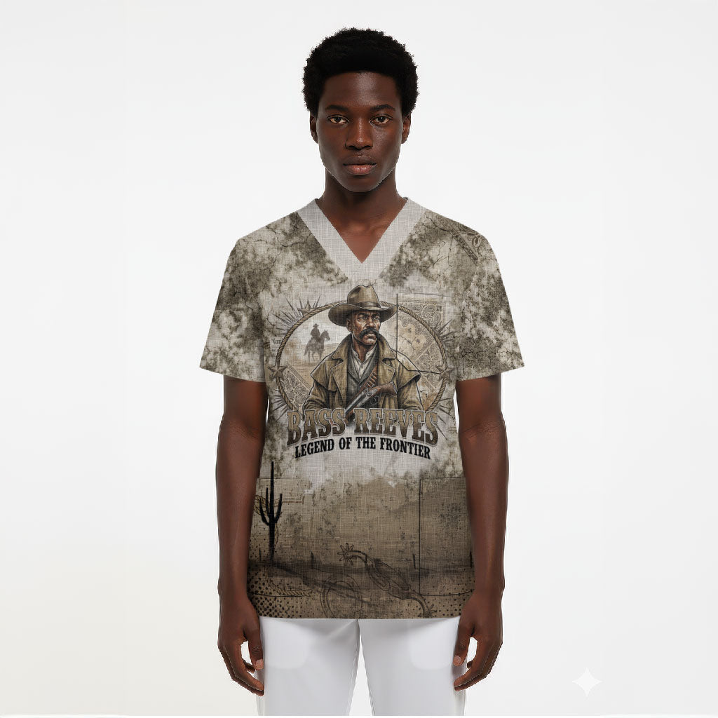Bass Reeves Legend Black Cowboy Scrub Top Western Legend Vintage - Legend Of The Frontier
