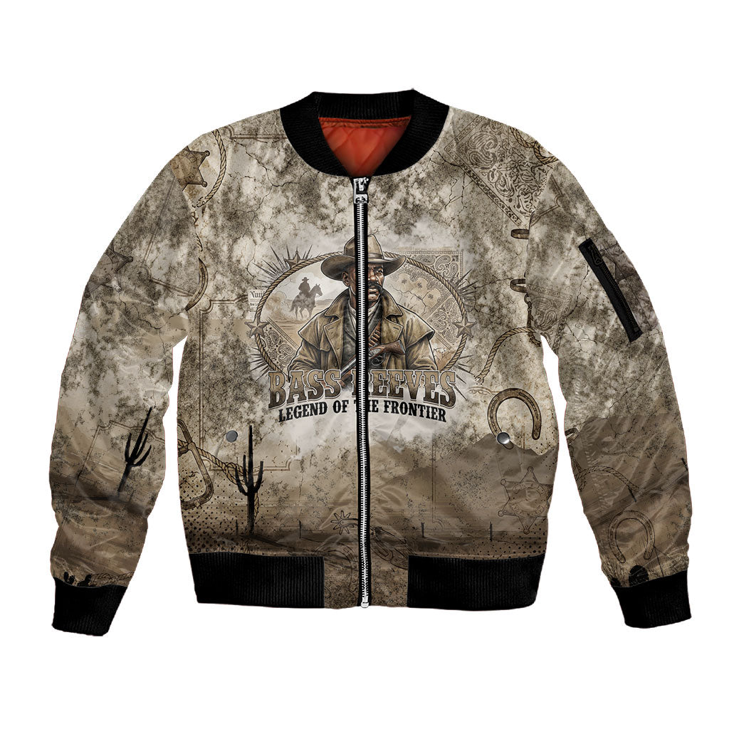 Bass Reeves Legend Black Cowboy Sleeve Zip Bomber Jacket Western Legend Vintage - Legend Of The Frontier