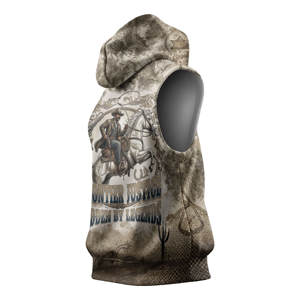 Bass Reeves Legend Black Cowboy Sleeveless Hoodie Western Legend Vintage - Legend Of The Frontier