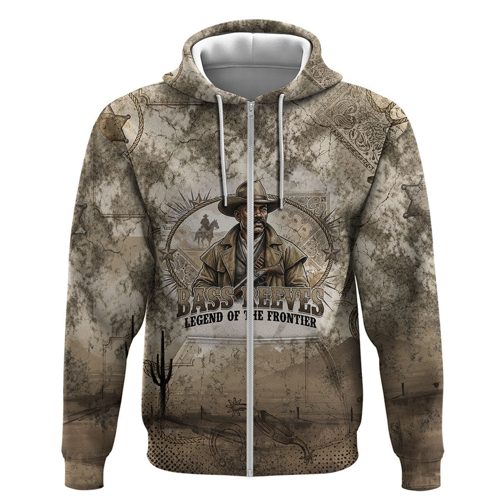 Bass Reeves Legend Black Cowboy Zip Hoodie Western Legend Vintage - Legend Of The Frontier