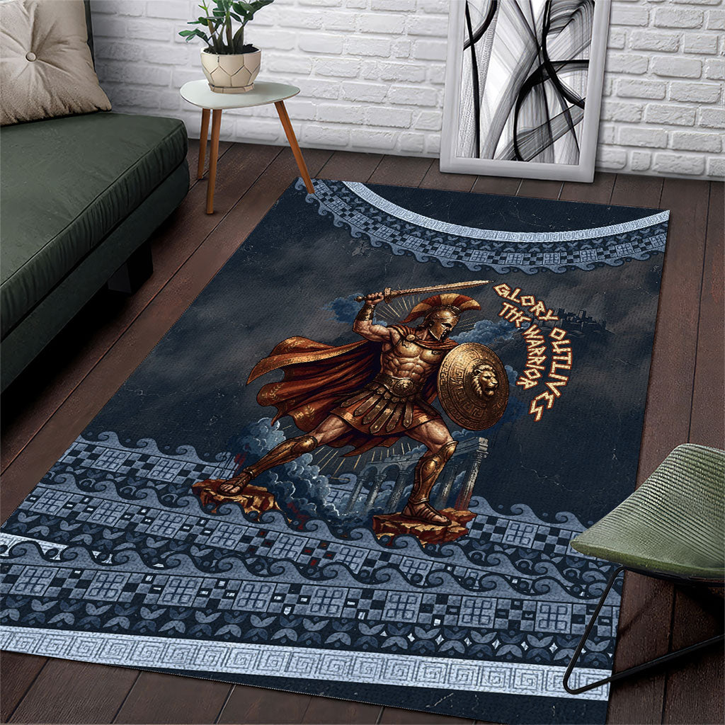 Trojan War Glory Outlives Warrior Area Rug Spartan Achilles Warrior Battle Greek