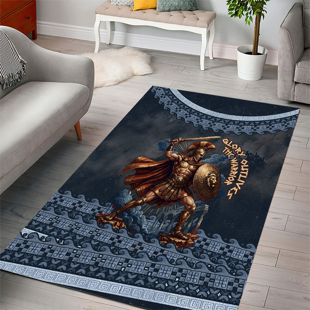 Trojan War Glory Outlives Warrior Area Rug Spartan Achilles Warrior Battle Greek