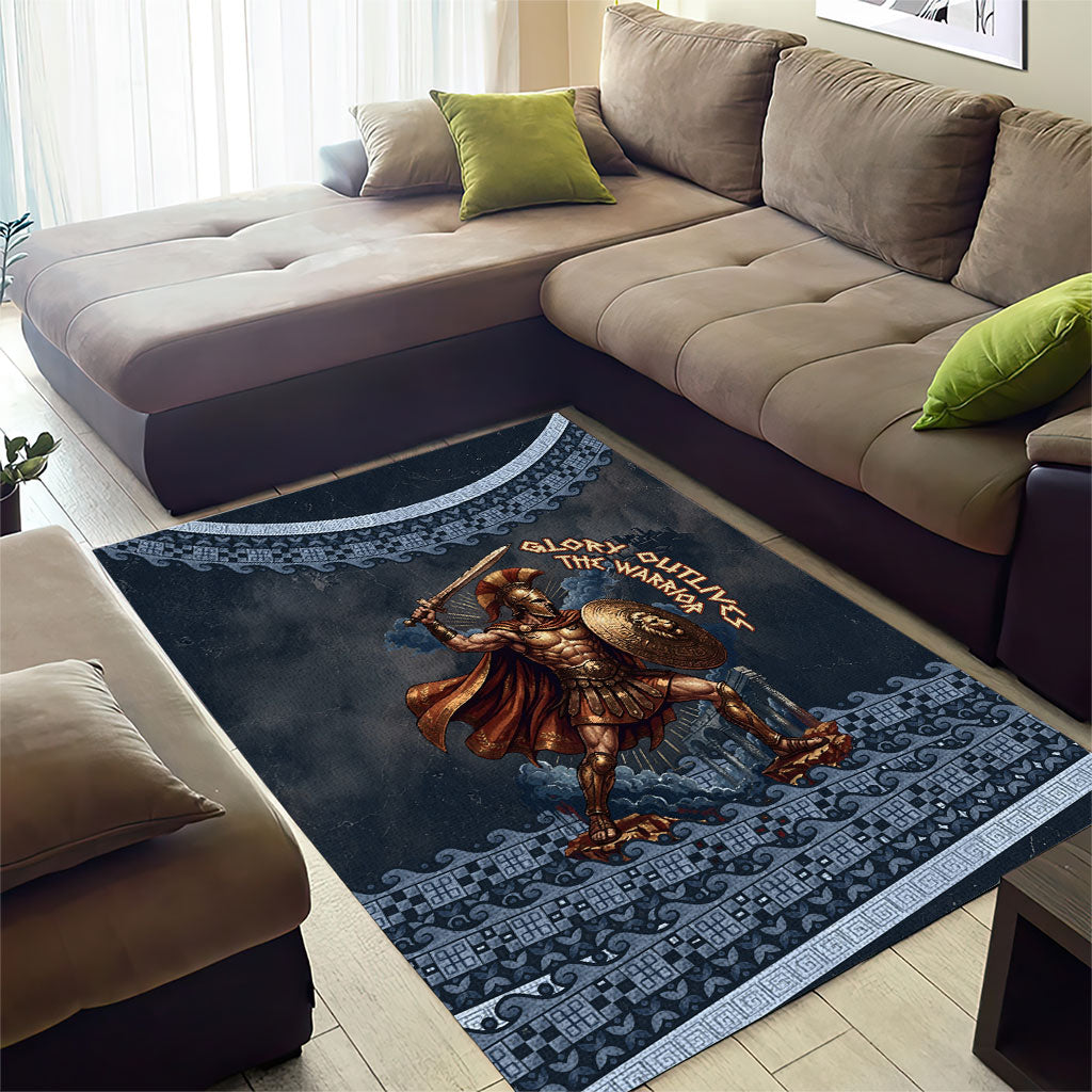 Trojan War Glory Outlives Warrior Area Rug Spartan Achilles Warrior Battle Greek