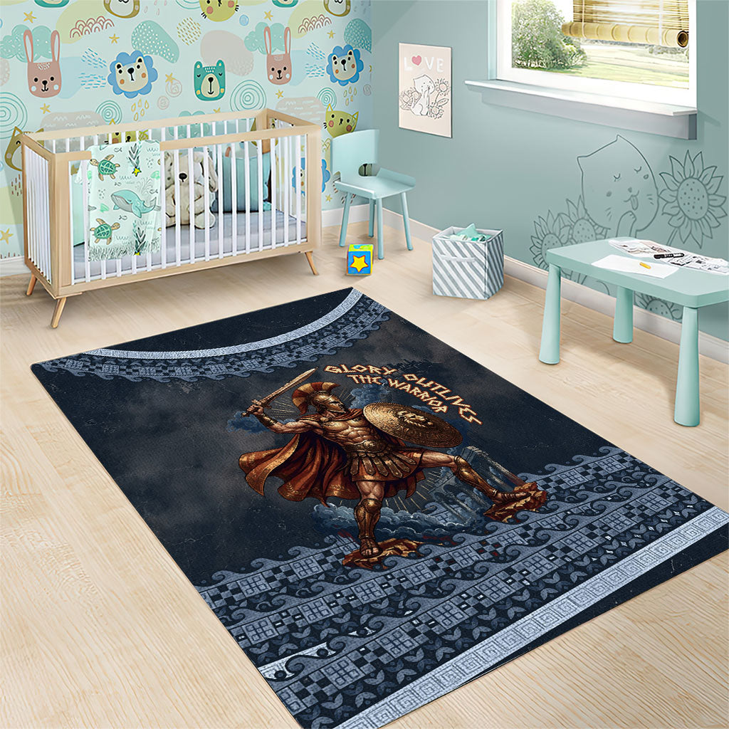 Trojan War Glory Outlives Warrior Area Rug Spartan Achilles Warrior Battle Greek