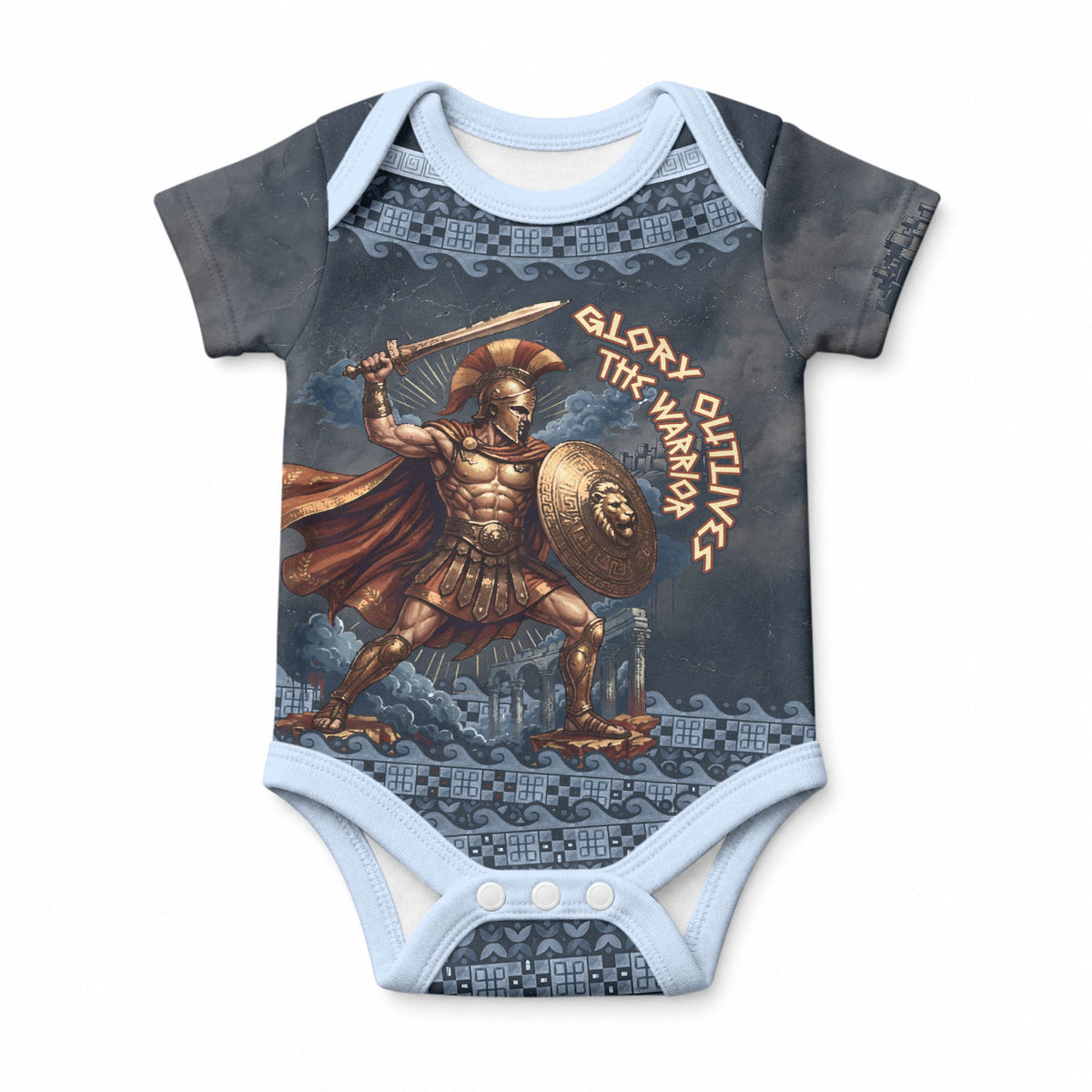 Trojan War Glory Outlives Warrior Baby Onesie Spartan Achilles Warrior Battle Greek