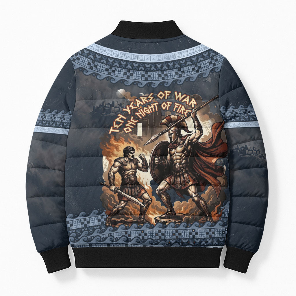 Trojan War Glory Outlives Warrior Bomber Puffer Jacket Spartan Achilles Warrior Battle Greek