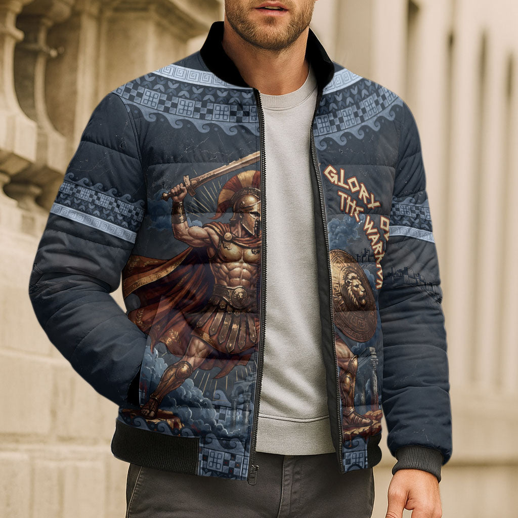 Trojan War Glory Outlives Warrior Bomber Puffer Jacket Spartan Achilles Warrior Battle Greek