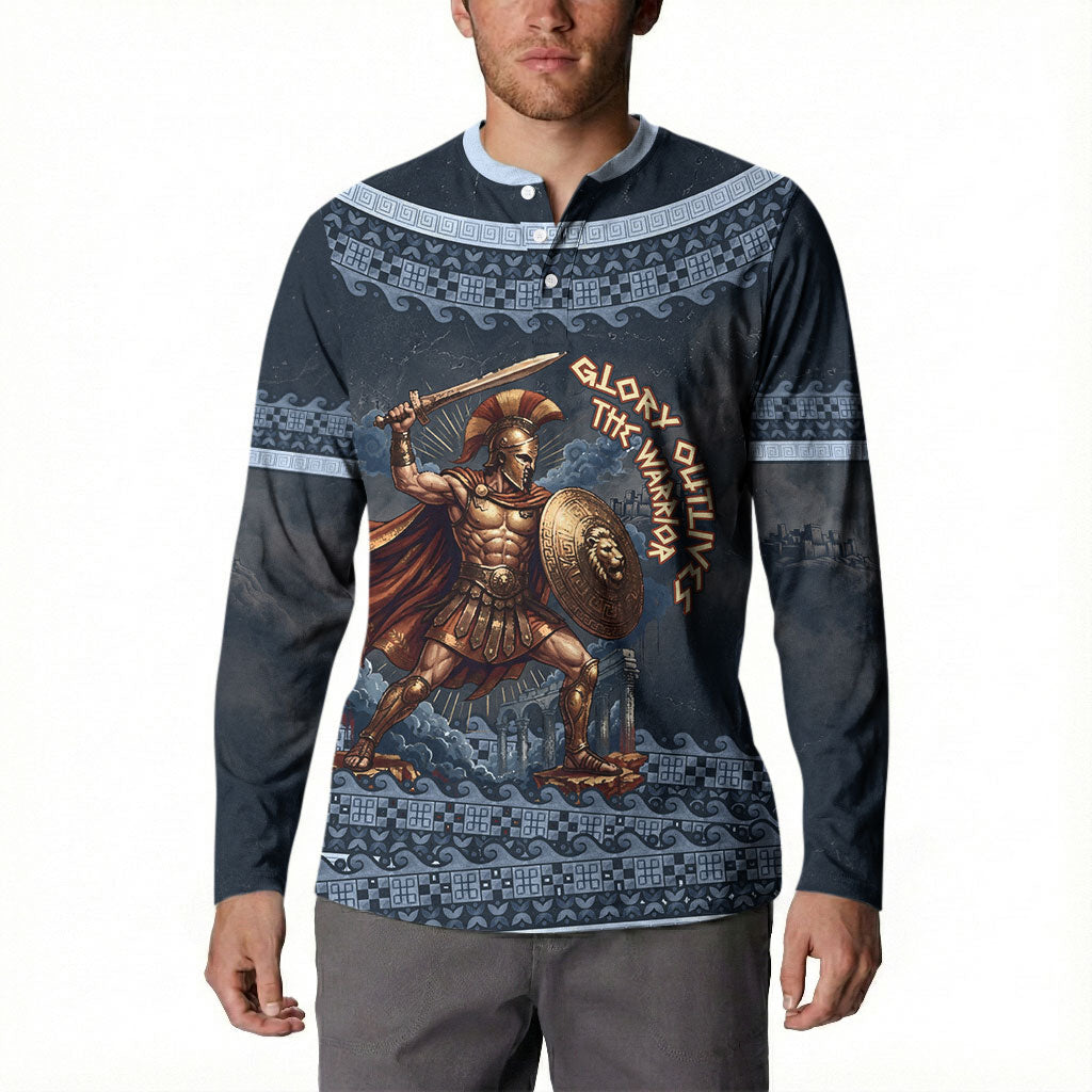 Trojan War Glory Outlives Warrior Button Sweatshirt Spartan Achilles Warrior Battle Greek