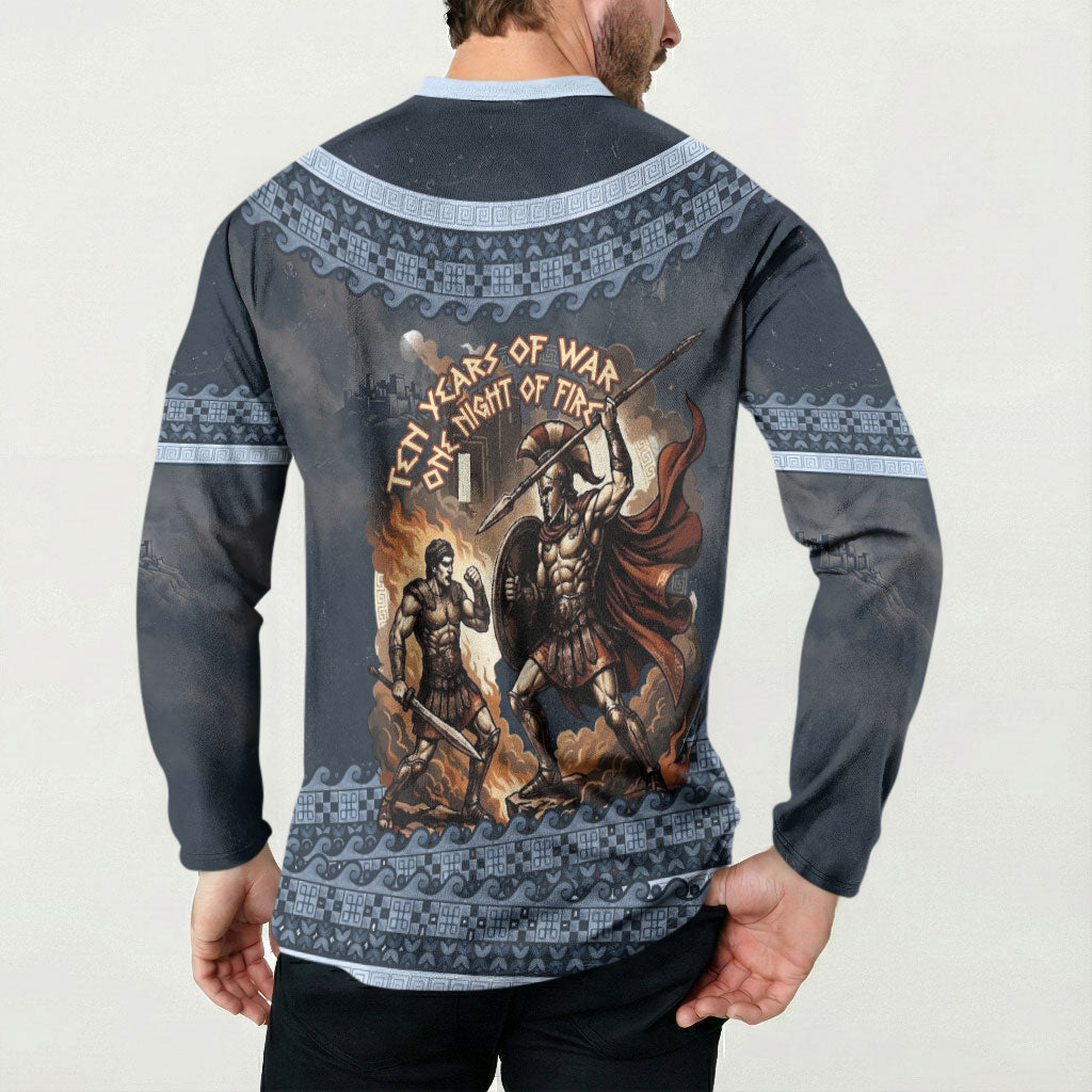 Trojan War Glory Outlives Warrior Button Sweatshirt Spartan Achilles Warrior Battle Greek