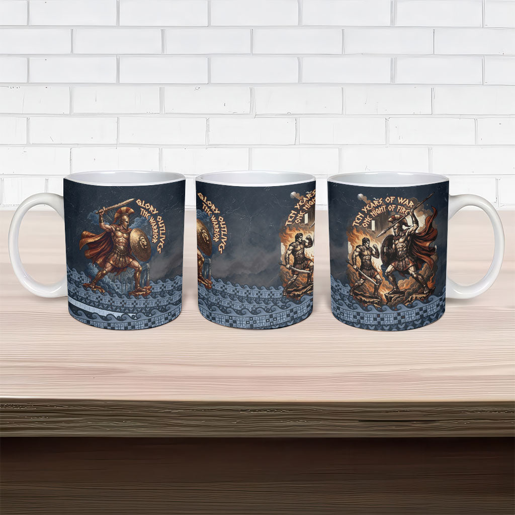 Trojan War Glory Outlives Warrior Ceramic Mug Spartan Achilles Warrior Battle Greek